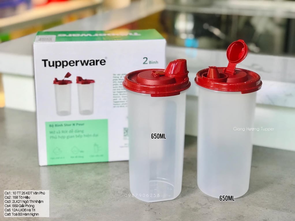 Combo 2 Bình  tupperware Stor_N_Pour_650ml