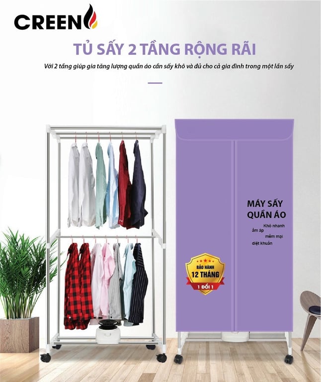 Tủ Sấy Quần Áo Creen CR-TS 160 size to & công suất lớn