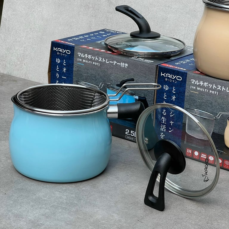 Nồi chiên ngập dầu kèm rổ chiên đồ inox, vung tự đứng KAIYO 15cm