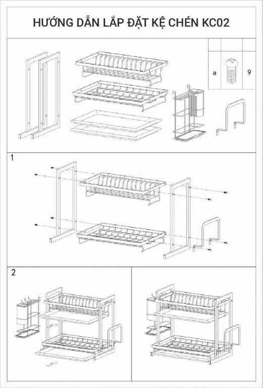 KỆ ÚP CHÉN BÁT INOX 304 GI-HOME - KC02