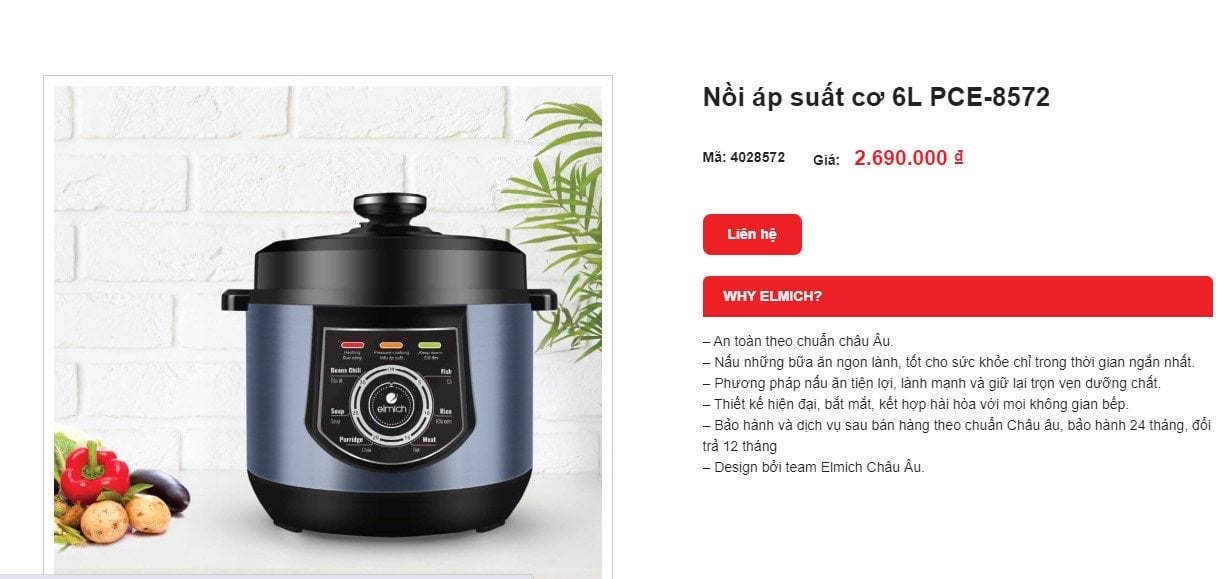 Nồi áp suất Elmich 6l PCE-8572