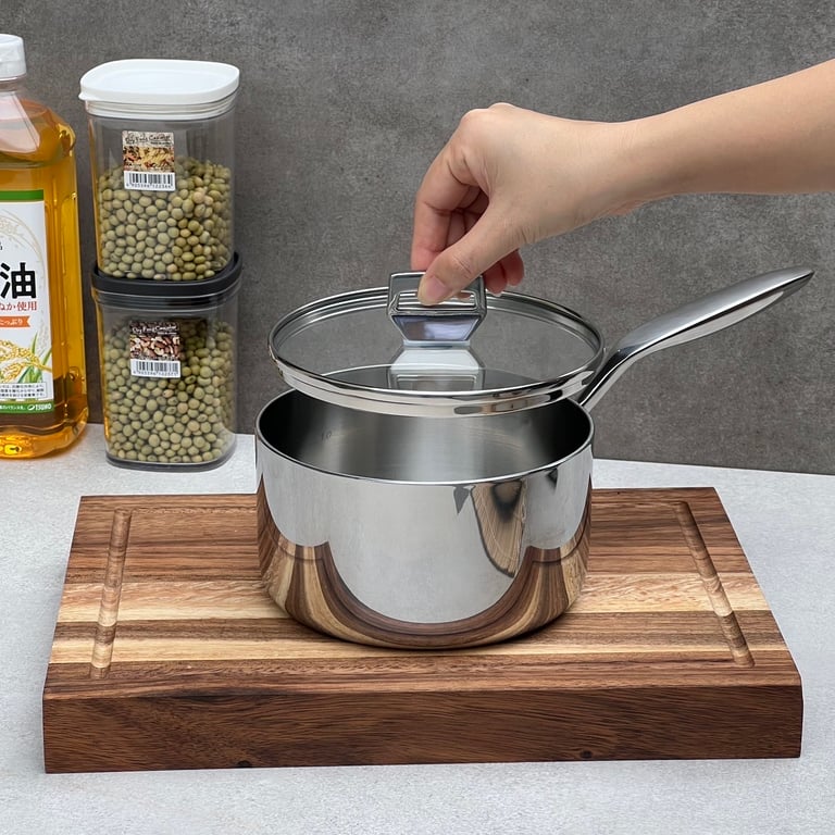 Quánh đúc inox 3 lớp đáy liền Kaiyo  size 16-18cm