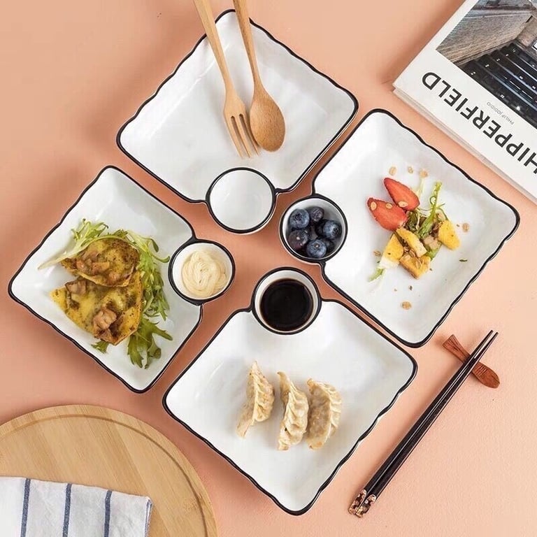 Set 4 Đĩa liền với bát con