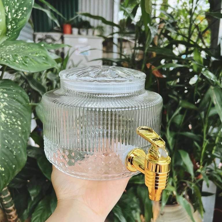 Bình_nước_thuỷ_tinh_sọc_chịu_nhiệt cao cấp 2.4L