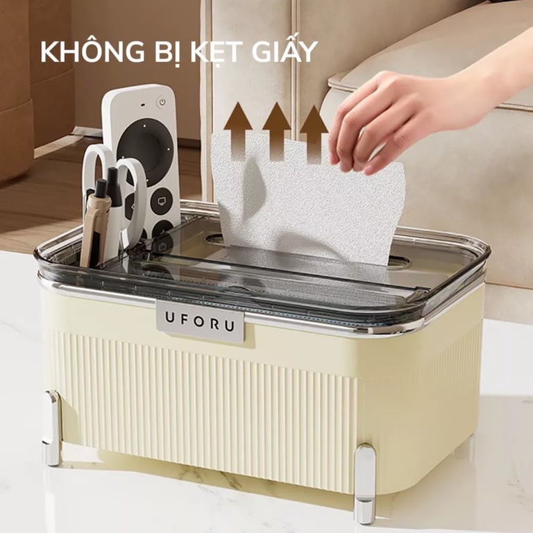 Hộp đựng khăn giấy đa năng màu kem uforu UF163