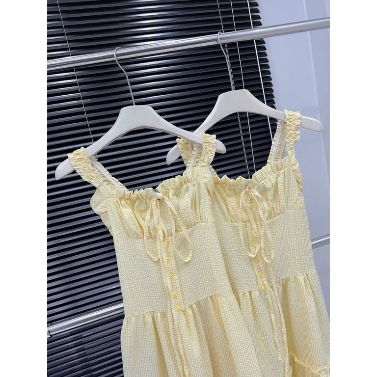Váy Maxi 2 Dây Form Xòe Hàng 2 Lớp Chun Nhúm Ngực