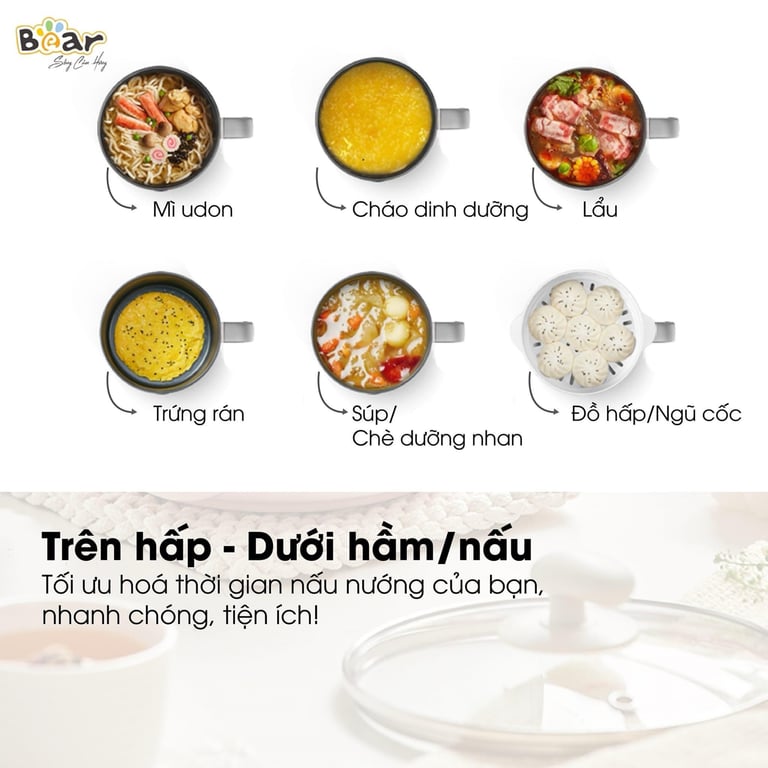 NỒI ĐIỆN MINI BEAR 1.2L C12K1