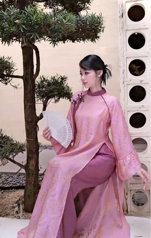 AD tơ thọ ánh kim tay loe - hồng