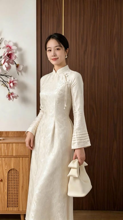 AD gấm Hồng Điệp kem (S->XXL)