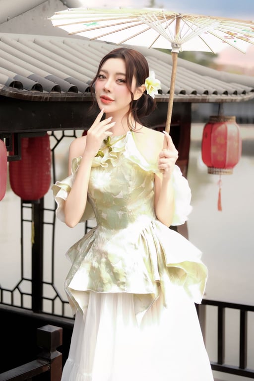 Flexy - Set yếm Niên An xanh