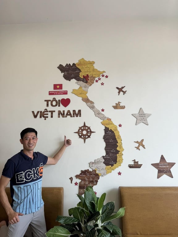 Bản đồ Việt Nam dán tường bằng gỗ