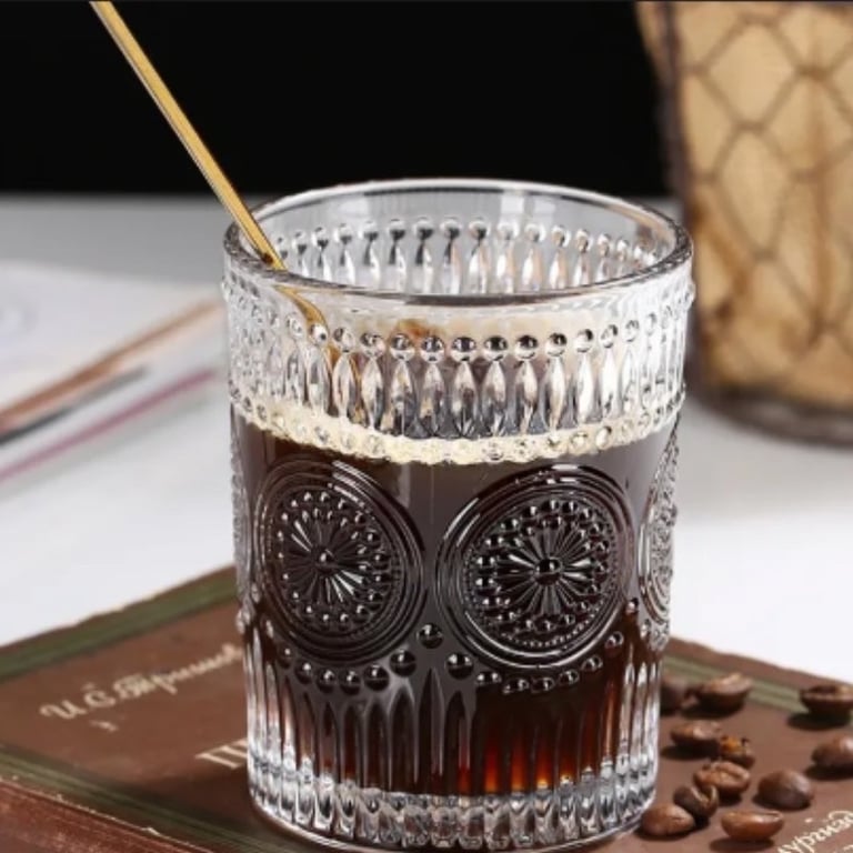 Bộ 6 cốc thủy tinh dập nổi hoa mặt trời 300ml