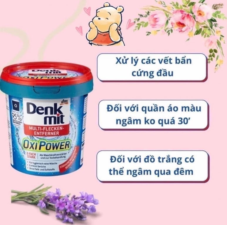 BỘT TẨY VẾT BẨN TRÊN VẢI DENKMIT OXI POWER CHO QUẦN ÁO