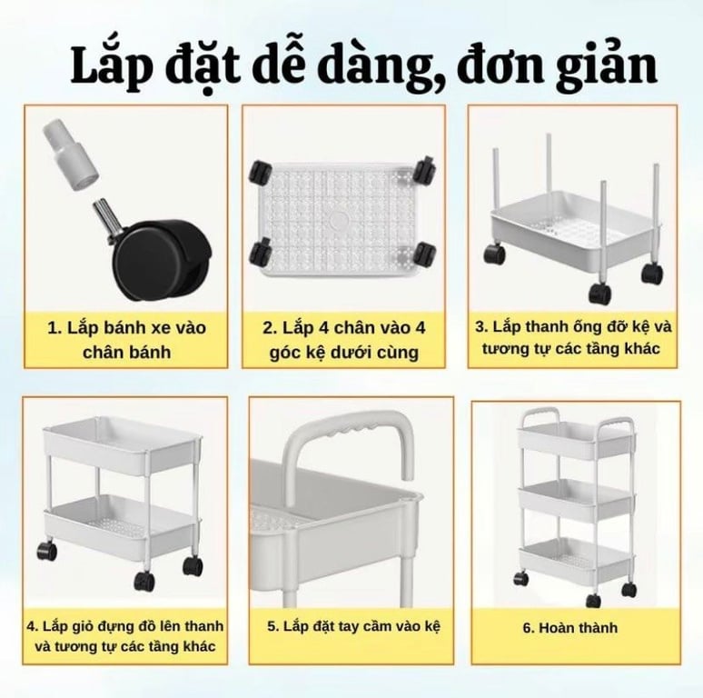 Kệ Để Đồ Đa Năng Có Bánh Xe loại 3 tầng và loại 4 tầng HK57