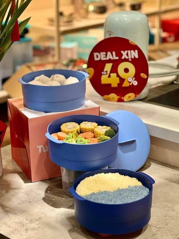 Xửng hấp Tupperware xanh