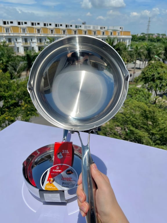 CHẢO INOX ĐÚC LIỀN KHỐI CÓ MIỆNG RÓT KALPEN ZENGER 20-24-26-28CM