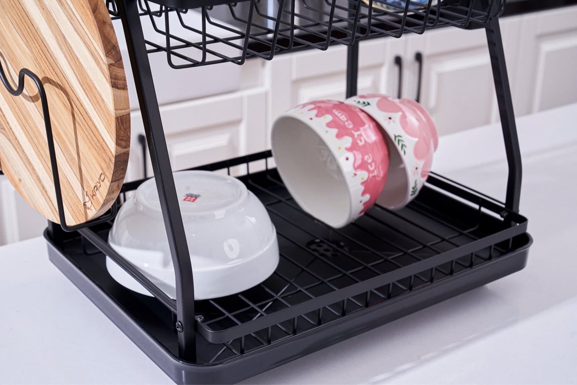 Giá úp bát 2 tầng có khay hứng thoát nước mọi hướng Kaiyo