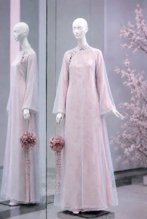 AD gấm hồng voan tơ xanh (S->XXL)