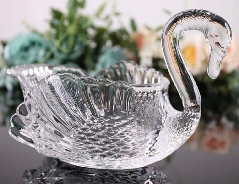 Khay thuỷ tinh thiên nga siêu xinh sz 25cm