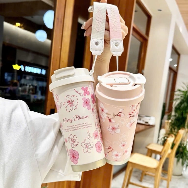 CỐC GIỮ NHIỆT HOA LÁ CÀNH CHERRY BLOSOM