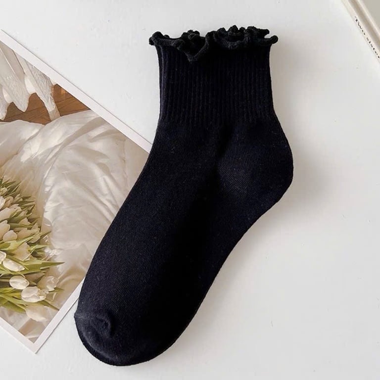 Set 5 tất nữ Muji cổ trung viền bèo