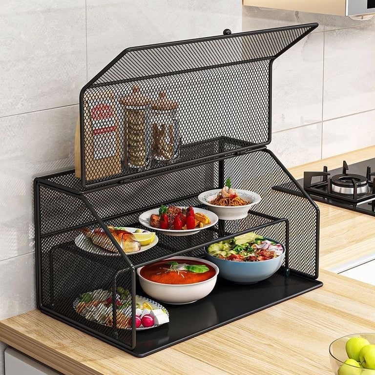 kệ lưới bảo quản thức ăn 2 tầng