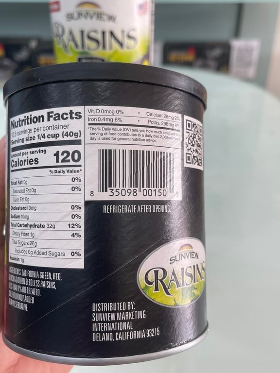 𝐍𝐡𝐨 𝐌𝐲̃ 𝐑𝐚𝐢𝐬𝐢𝐧s hộp 425gr