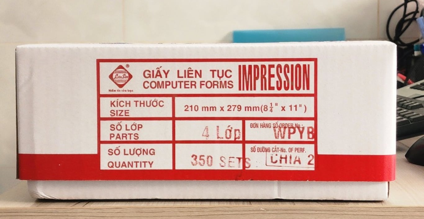 Giấy Carbonless Khổ 210/2 - 4L (W,P,Y,B)