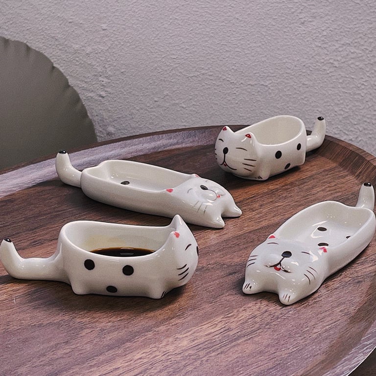 Bát đựng nước chấm - gác đũa hình mèo