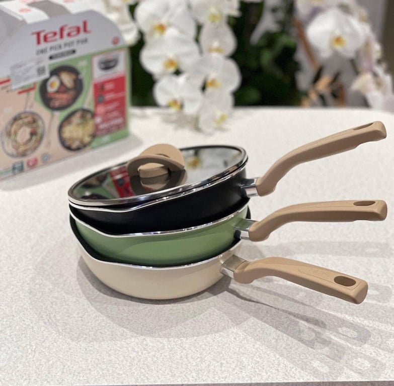 Chảo rán sâu lòng đỉnh chóp Tefal size 22 và 24cm có nắp