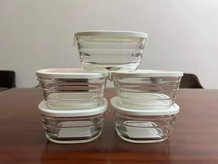 set 5 hộp thuỷ tinh kiêm khay nướng Lock&Lock 540ml