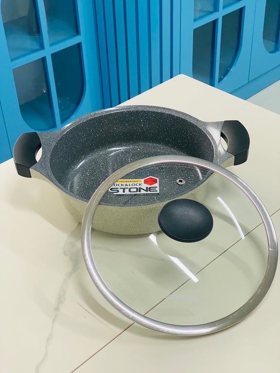 NỒI ĐÁ 7 LỚP STONE 24cm LOCK & LOCK LCA6242D THÀNH THẤP