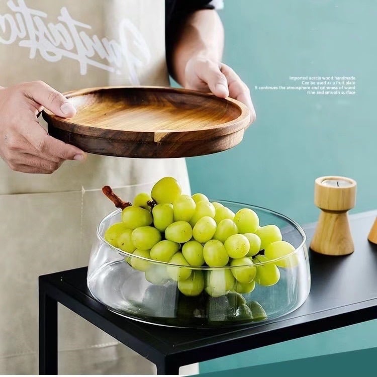 Âu thuỷ tinh nắp gỗ cao cấp phong cách Bắc Âu 2350ml