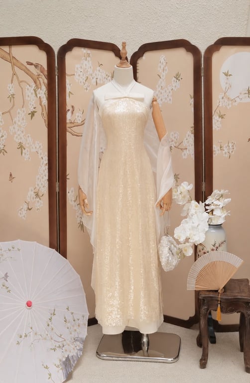 AD yếm kim sa nơ kem S/M