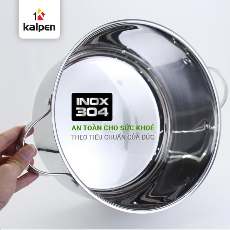 BỘ NỒI CHẢO INOX 304 CAO CẤP 5 ĐÁY KALPEN LERMAT L2