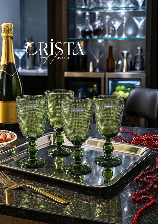 ly rượu vang trong bộ CRISTA HOME vân lưới