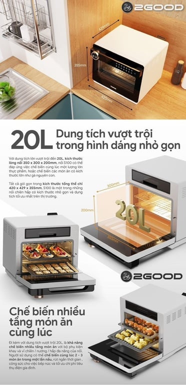 nồi chiên kèm hấp 2Good S100.