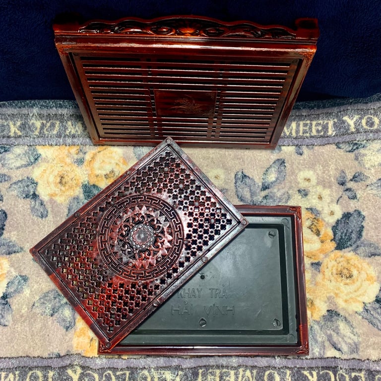 Khay nhựa đúc giả Gỗ Uống Trà mẫu truyền thống