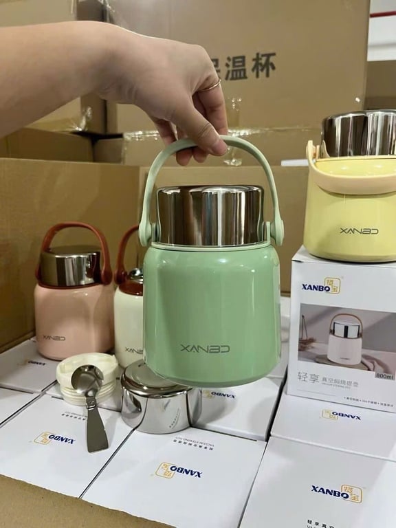 HỘP ĐỰNG THỨC ĂN GIỮ NHIỆT INOX 304 XANBO 800ML