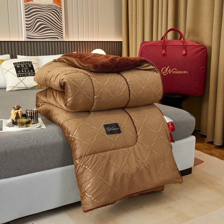 CHĂN LÔNG THỎ NHẬT BẢN NISHIKAWA 2mx 2m3 KÈM TÚI XÁCH DA CAO CẤP #CHT07