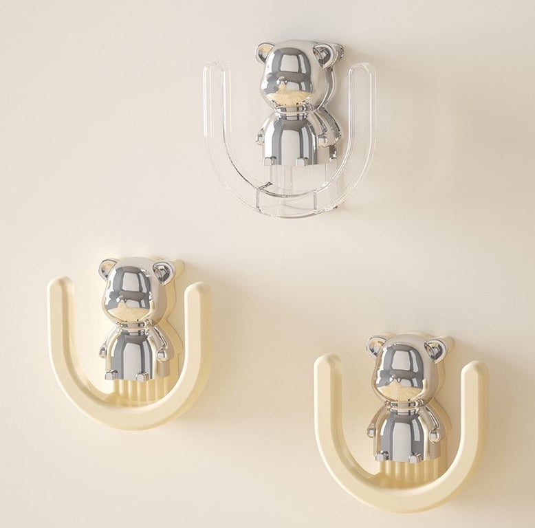 Combo 4 móc treo dép chữ U dán tường hình gấu chất liệu nhựa ABS cao cấp - UF569