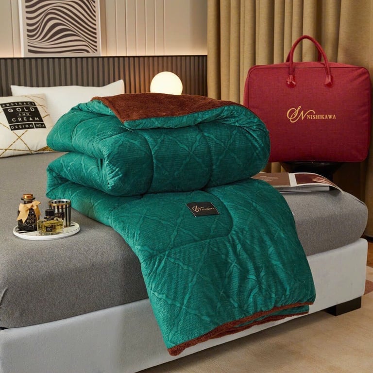 CHĂN LÔNG THỎ NHẬT BẢN NISHIKAWA 2mx 2m3 KÈM TÚI XÁCH DA CAO CẤP #CHT07