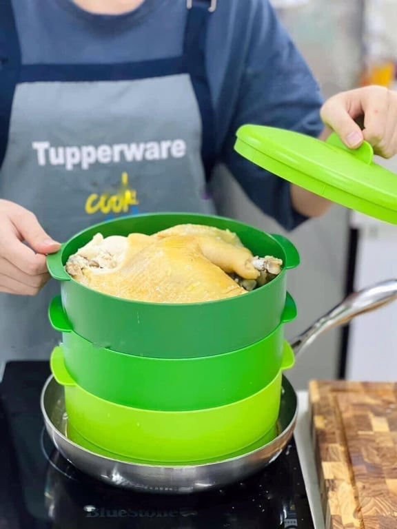 Xửng tupper xanh lá mạ 3 tầng