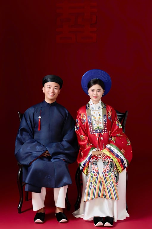 Set tấc gấm vân hoa xanh dương