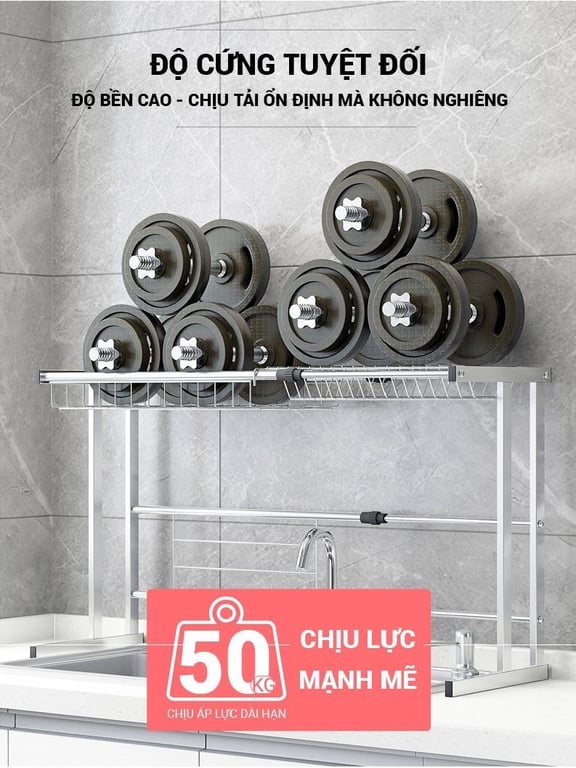 Kệ chén bát inox 304 để trên bồn rửa GI-HOME KC18 (cao 45cm)