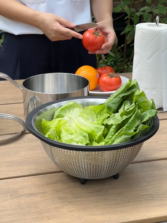 Rổ inox cao cấp có chân Kaiyo 29cm