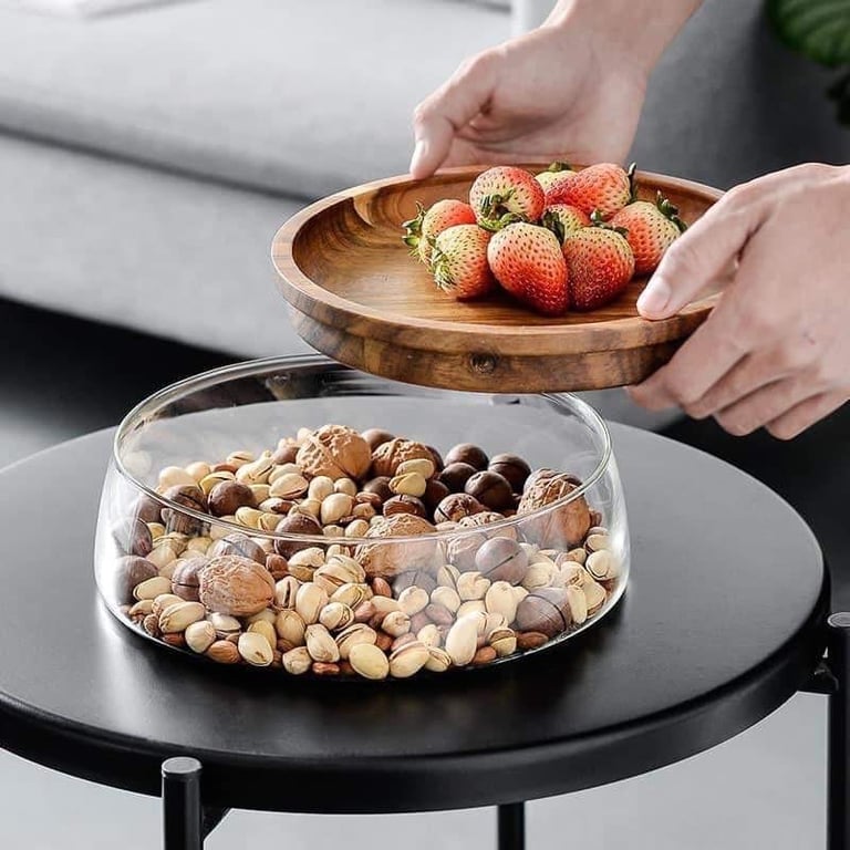 Âu thuỷ tinh nắp gỗ cao cấp phong cách Bắc Âu 2350ml