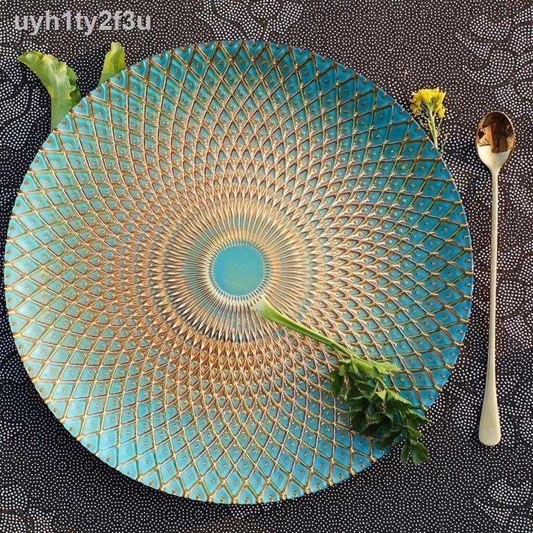 Đĩa Thủy Tinh Cao Cấp Hoa Văn Đuôi Công 33cm