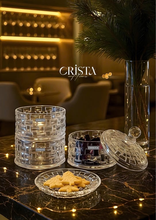 HŨ ĐỰNG MỨT 3 TẦNG VÂN CARO CRISTA HOME