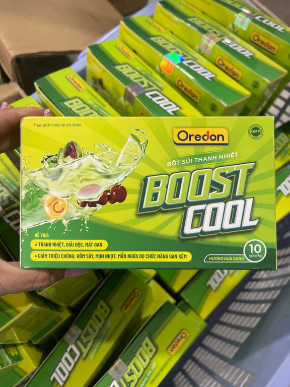 Boostcool h/10 gói gói sủi vị dưa gan